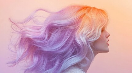 Soft pastel ombre with a transition from lavender to peach, airy and light, smooth artistic gradient.