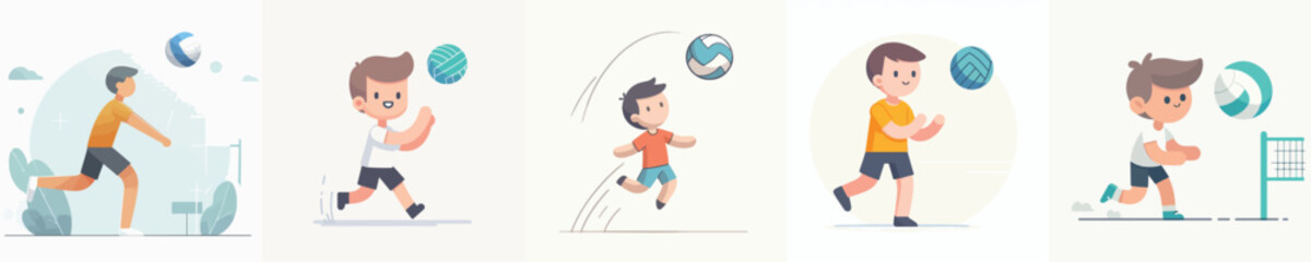 vector boy playing volleyball