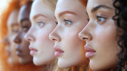 Diverse group of women with unique hairstyles and features, showcasing beauty and individuality