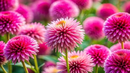 Obraz premium Close-up Documentary Photograph of Vibrant Pink Spiky Flowers in Natural Light