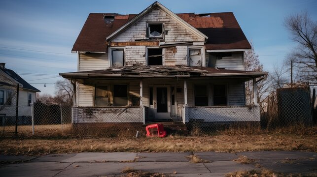 derelict rundown house