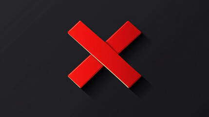 Obraz premium red wrong cross on a black background