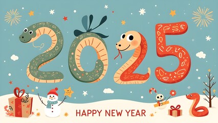 Obraz premium Happy New Year 2025 Year of the Snake