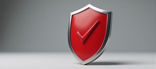 Shield displaying red checkmark as a symbol for verified safety and trust
