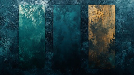 Abstract Teal Gold Texture Background Vertical Rectangles. AI Generated