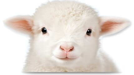 Fototapeta premium Adorable Lamb with Innocent Eyes in a Close Up Studio Shot of a Young Sheep Animal Face