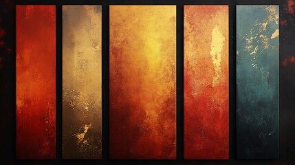 Vibrant Warm Hues Abstract Art Panel Dynamically Composed. AI Generated