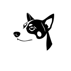 Black and White Abstract Dog Portrait, close-up, minimal, minimalist, flat, modern, clean, minimalist design, dog art, sleek, simple, minimalism, simple, graphic, graphic design, stylized, abstract, d