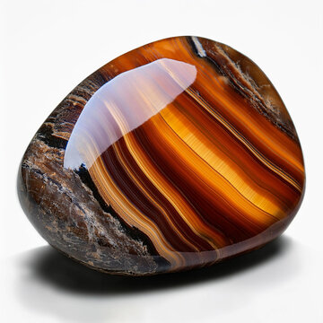 High-resolution photograph of a Tiger's eye mineral placed on a white background.