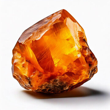 High-resolution photograph of a Citrine mineral placed on a white background.