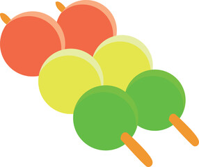 三色団子２つのかわいいイラスト・花見だんご