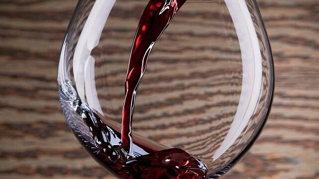 rich red wine flowing from a bottle into a glass