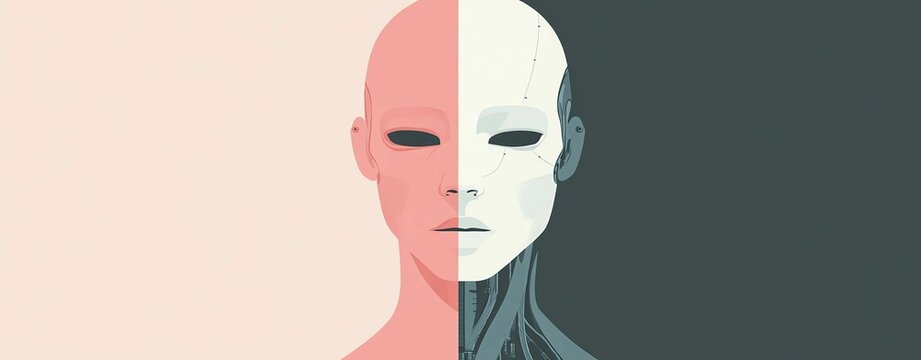 Robotic icon flat art design A conceptual image of duality in human form.