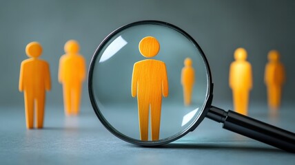 Candidate selection process under a magnifying glass in a professional setting focused on standard evaluation methods