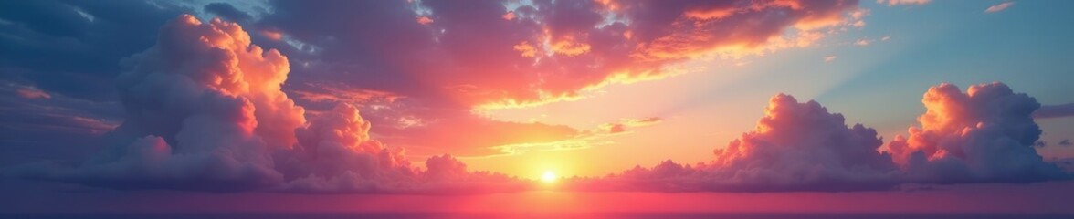 Fototapeta premium Altocumulus and cirrocumulus clouds at sunset, landscape, colorful clouds,