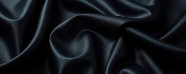 Obraz premium Luxurious black silk, soft sheen, ample blank area , still life, soft