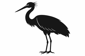 Fototapeta premium Vintage Stork Illustration – Retro Bird Vector Art,Stork Line Art Silhouette Icon.