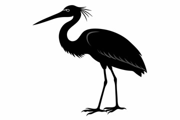 Vintage Stork Illustration – Retro Bird Vector Art,Stork Line Art Silhouette Icon.