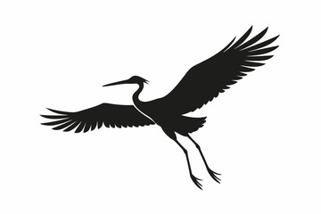 Fototapeta premium Vintage Stork Illustration – Retro Bird Vector Art,Stork Line Art Silhouette Icon.