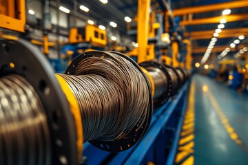 Obraz premium Factory production, wire coils. Generative AI