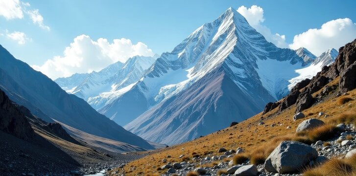 Nanga Parbat's rugged terrain with rocky cliffs and steep slope, asia, steep, slope