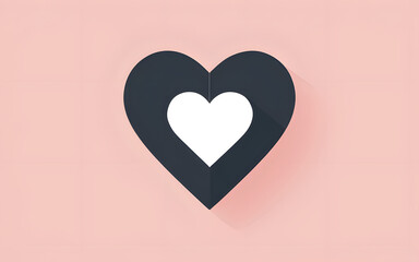 Elegant Heart Icon in Flat Design Representing Love and Compassion