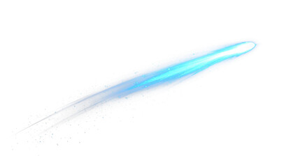 Glowing blue and purple energy trail on transparent background