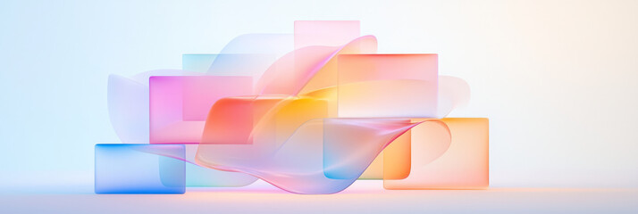 Fototapeta premium An abstract composition featuring delicate, refractive cubes swirling and interlocking, each edge