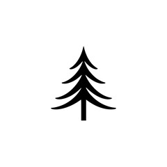 Minimalist Black Spruce Tree Icon on White Background