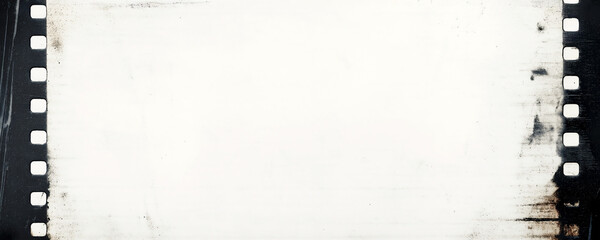 Blank film strip with scratches and grunge details, evoking old photography and classic cinema.