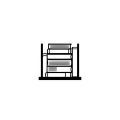 Minimalist Illustration: Black and White Bookshelf Filled with Books, Focused on Education.