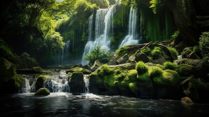 cascade waterfall flowing water