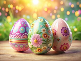 Fototapeta premium Colorful 3D Easter Eggs Composition, Festive Holiday Background