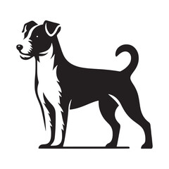 Well-defined Jack Russell Terrier silhouette showing its playful side - Jack Russell Terrier illustration - minimal Jack Russell Terrier vector - dog silhouette
