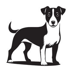 Jack Russell Terrier silhouette in a poised and confident posture - Jack Russell Terrier illustration - minimal Jack Russell Terrier vector - dog silhouette
