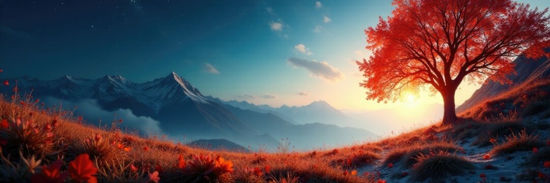 Un ramo di foglie autunnali in mezzo al cielo chiaro, ramo, chiaro