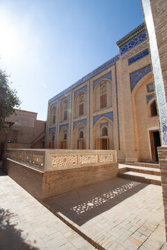 Khiva, Uzbekistan - October 14, 2024: Pahlavan Mahmud Mausoleum courtyard