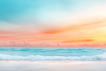 Serene ocean sunset beachfront abstract background texture tranquil environment wide angle view