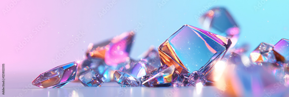 Aufkleber a futuristic growth of hexagonal crystals, each edge sparkling as they appear to assemble