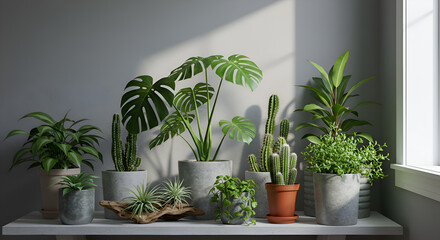 Fototapeta premium Beautifully Arranged Potted Plant Collection