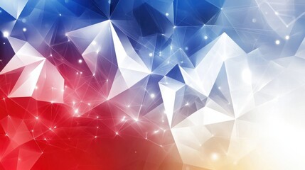 Technology bright low poly connection abstract background. Blue and red blurred futuristic vector design