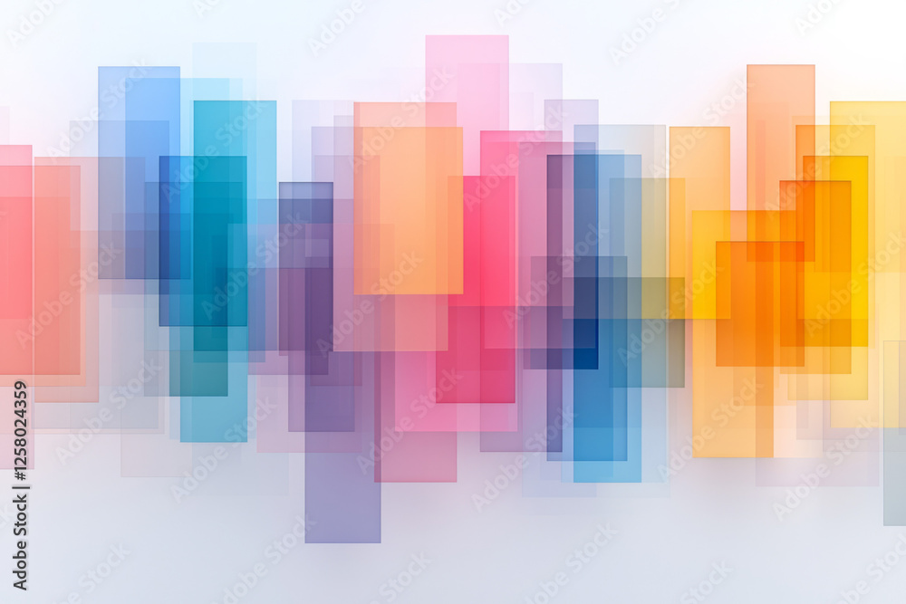 Leinwandbilder A polished visualization of vividly tinted verticals, moving fluidly and overlapping in a prismatic