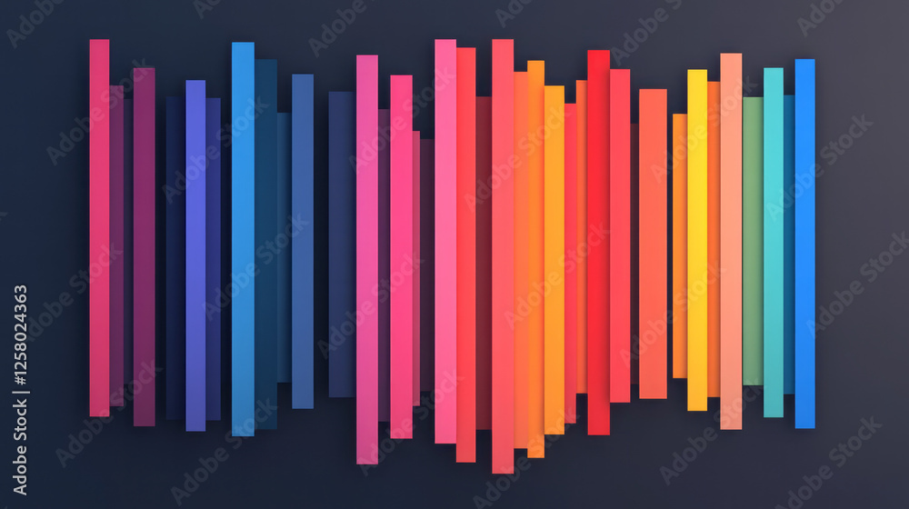 Aufkleber A sleek graphical display of dynamic color bars, each morphing in height to produce an