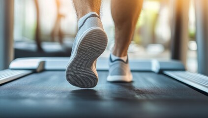 Runner's Feet on Treadmill: Fitness Journey, Healthy Lifestyle, Cardio Workout, Gym Exercise, Active Life