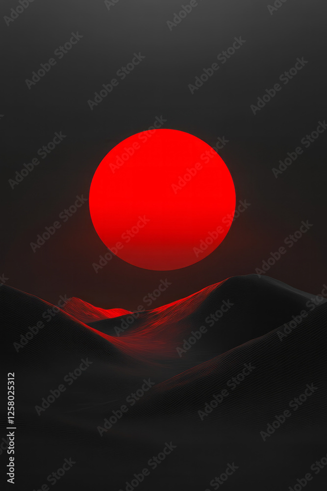 Poster a minimalist environment featuring a pulsating virus orb in vivid scarlet, exuding small shockwaves