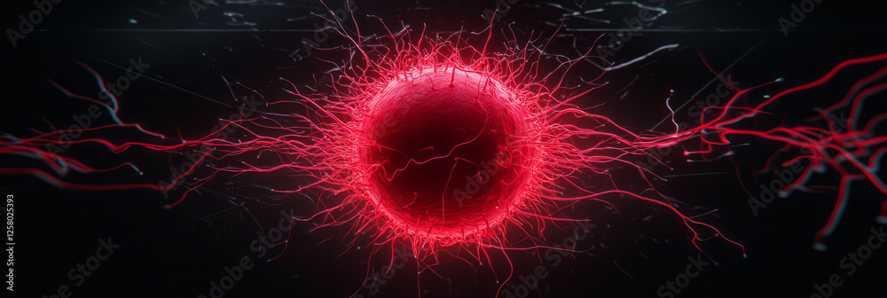 Poster a slow-breathing red orb surrounded by lit nerve-like offshoots, the entire form oscillating gently