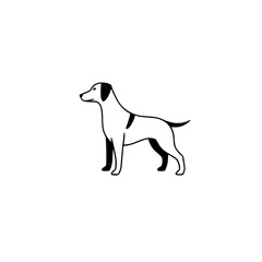 Black and White Dog Illustration: Minimalist Silhouette of a Canine in a Side View, with a Clean Line Drawing.