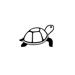 A stylized depiction of a turtle; a monochrome illustration of a turtle with a black and white design against a white background.