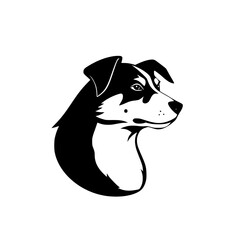 Profile of a Black and White Dog in a minimalist, clean style on a white background.