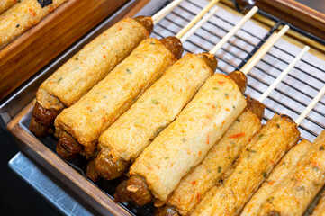Korean street food. Sausage fish cake.
